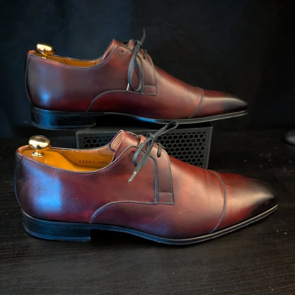 Finsbury Collection Vendome Men's Brown Leather Cap toe Oxfords EU 45.5 US 11.5 - Picture 1 of 14
